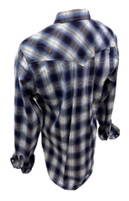Load image into Gallery viewer, Men&#39;s BIG &amp; TALL RODEO WESTERN COUNTRY BLUE BURGUNDY RED WHITE PLAID PEARL SNAP UP FRONT POCKETS Shirt Cowboy
