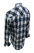 Load image into Gallery viewer, Men&#39;s BIG &amp; TALL RODEO WESTERN COUNTRY WHITE BLUE PLAID PEARL SNAP UP FRONT POCKETS Shirt Cowboy
