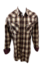 Load image into Gallery viewer, Men&#39;s BIG &amp; TALL RODEO WESTERN COUNTRY BURGUNDY RED PLAID PEARL SNAP UP FRONT POCKETS Shirt Cowboy

