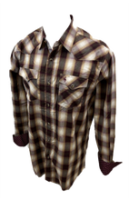 Load image into Gallery viewer, Men&#39;s BIG &amp; TALL RODEO WESTERN COUNTRY BURGUNDY RED PLAID PEARL SNAP UP FRONT POCKETS Shirt Cowboy
