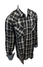 Load image into Gallery viewer, Men&#39;s BIG &amp; TALL RODEO WESTERN COUNTRY BLACK WHITE PLAID PEARL SNAP UP FRONT POCKETS Shirt Cowboy
