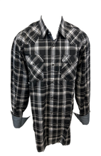 Load image into Gallery viewer, Men&#39;s BIG &amp; TALL RODEO WESTERN COUNTRY BLACK WHITE PLAID PEARL SNAP UP FRONT POCKETS Shirt Cowboy
