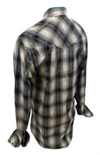 Load image into Gallery viewer, Men&#39;s BIG &amp; TALL RODEO WESTERN COUNTRY BROWN BLUE PLAID PEARL SNAP UP FRONT POCKETS Shirt Cowboy
