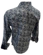 Load image into Gallery viewer, Men&#39;s RODEO WESTERN COUNTRY GREY WHITE PAISLEY SHIRT PEARL SNAP UP BUTTONS COWBOY
