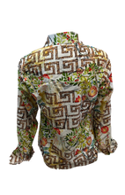 Load image into Gallery viewer, LADIES RODEO WESTERN JUNGLE GREEN BROWN WHITE Long Sleeve PEARL SNAP UP TWO POCKET Western Cowgirl Shirt
