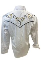 Load image into Gallery viewer, Men RODEO WESTERN COUNTRY WHITE GOLD BLACK ROPE HORSESHOE TRIBAL LUCKY LASSO Shirt Cowboy
