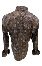 Load image into Gallery viewer, Men RODEO WESTERN COUNTRY BROWN GOLD PAISLEY FLORAL SNAP UP BUTTON DOWN SHIRT
