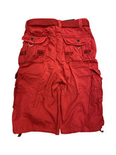 Load image into Gallery viewer, Mens Red Cargo Shorts with Adjustable Belt
