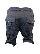 Load image into Gallery viewer, Mens Navy Blue Cargo Shorts with Adjustable Belt
