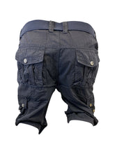 Load image into Gallery viewer, Mens Navy Blue Cargo Shorts with Adjustable Belt
