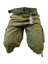 Load image into Gallery viewer, Mens Army Green Cargo Shorts with Adjustable Belt
