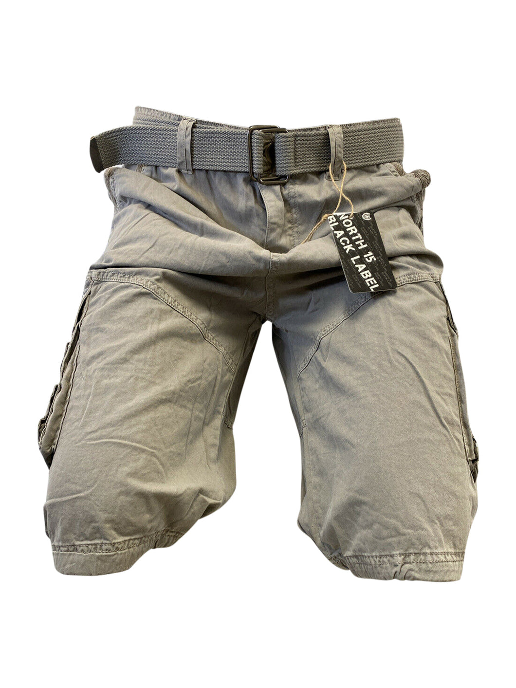 Mens Light Grey Cargo Shorts with Adjustable Belt
