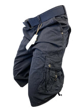 Load image into Gallery viewer, Mens Navy Blue Cargo Shorts with Adjustable Belt

