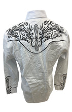 Load image into Gallery viewer, Mens RODEO WESTERN COUNTRY WHITE BLACK STITCH TRIBAL LUCKY HORSESHOE Shirt Cowboy
